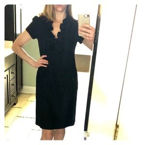 J. Crew Black Dress with Ruffle Collar